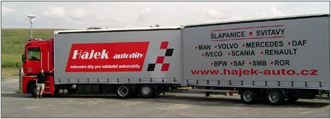 Fotografie kamióna firmy Hájek autodíly